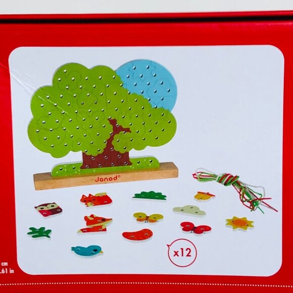 Janod Wooden Lace-up Tree -Hand-Eye Coordination Toy For Age 3+ New in Box - Picture 11 of 15